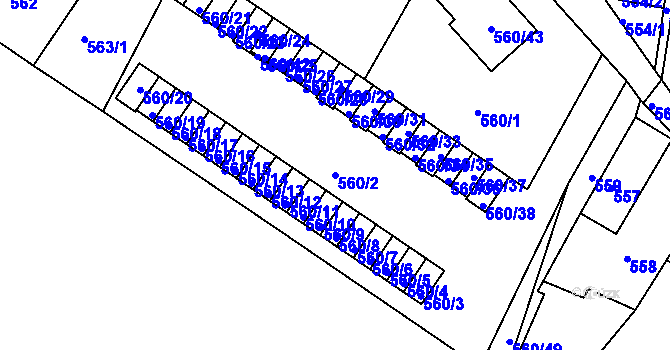 Parcela st. 560/2 v KÚ Novosedlice, Katastrální mapa