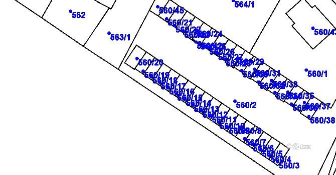 Parcela st. 560/16 v KÚ Novosedlice, Katastrální mapa