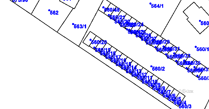 Parcela st. 560/17 v KÚ Novosedlice, Katastrální mapa