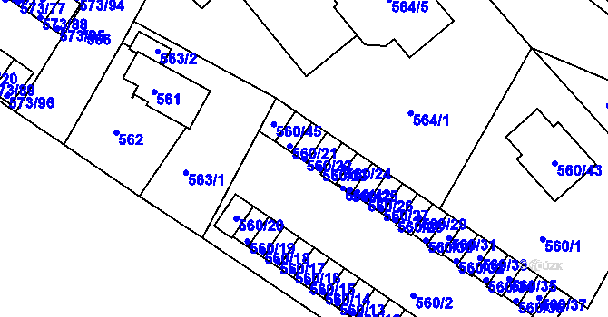 Parcela st. 560/22 v KÚ Novosedlice, Katastrální mapa