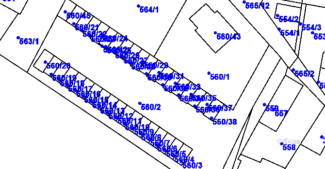 Parcela st. 560/32 v KÚ Novosedlice, Katastrální mapa