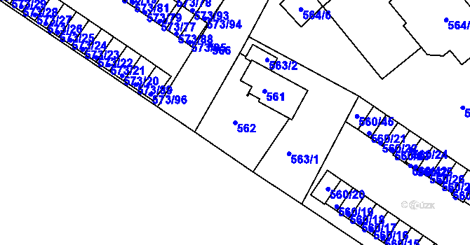 Parcela st. 562 v KÚ Novosedlice, Katastrální mapa