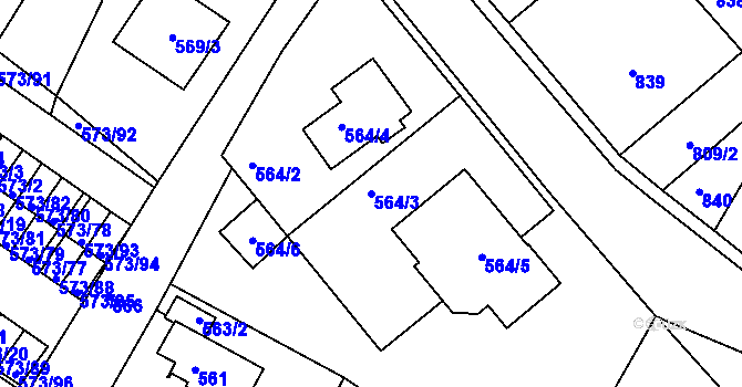 Parcela st. 564/3 v KÚ Novosedlice, Katastrální mapa