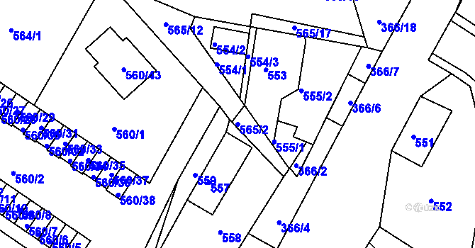 Parcela st. 565/2 v KÚ Novosedlice, Katastrální mapa