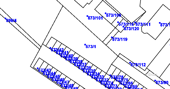 Parcela st. 573/1 v KÚ Novosedlice, Katastrální mapa