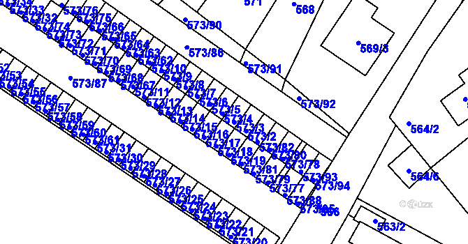 Parcela st. 573/3 v KÚ Novosedlice, Katastrální mapa