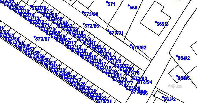 Parcela st. 573/4 v KÚ Novosedlice, Katastrální mapa