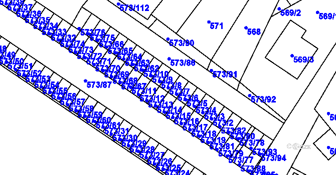 Parcela st. 573/7 v KÚ Novosedlice, Katastrální mapa