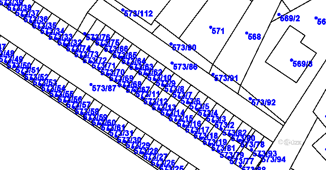Parcela st. 573/8 v KÚ Novosedlice, Katastrální mapa