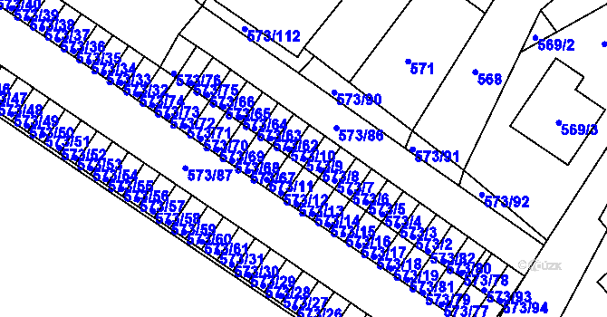 Parcela st. 573/9 v KÚ Novosedlice, Katastrální mapa