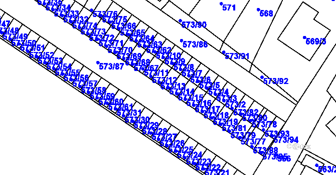Parcela st. 573/14 v KÚ Novosedlice, Katastrální mapa