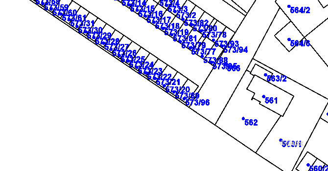 Parcela st. 573/20 v KÚ Novosedlice, Katastrální mapa
