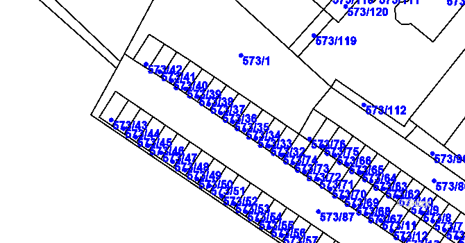 Parcela st. 573/35 v KÚ Novosedlice, Katastrální mapa