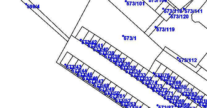 Parcela st. 573/38 v KÚ Novosedlice, Katastrální mapa