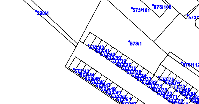 Parcela st. 573/40 v KÚ Novosedlice, Katastrální mapa