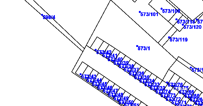Parcela st. 573/41 v KÚ Novosedlice, Katastrální mapa