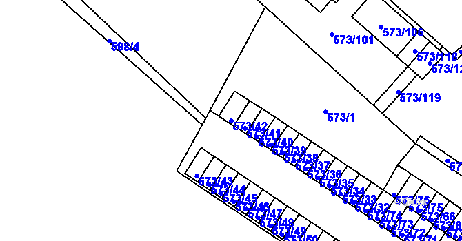 Parcela st. 573/42 v KÚ Novosedlice, Katastrální mapa
