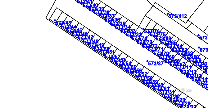 Parcela st. 573/52 v KÚ Novosedlice, Katastrální mapa