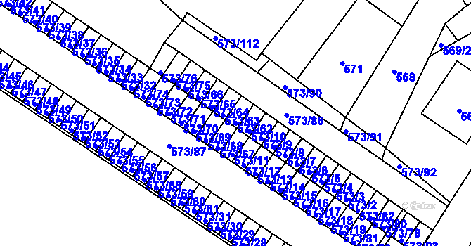 Parcela st. 573/62 v KÚ Novosedlice, Katastrální mapa