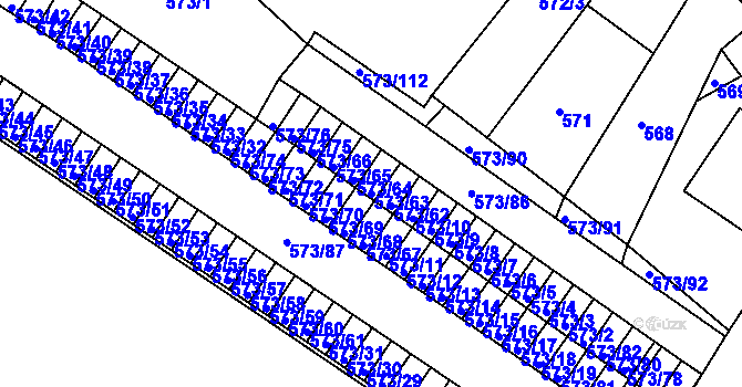 Parcela st. 573/63 v KÚ Novosedlice, Katastrální mapa