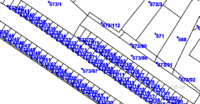 Parcela st. 573/64 v KÚ Novosedlice, Katastrální mapa