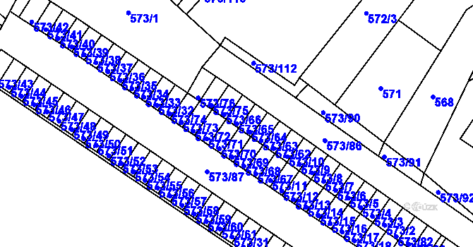 Parcela st. 573/65 v KÚ Novosedlice, Katastrální mapa