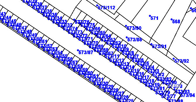 Parcela st. 573/67 v KÚ Novosedlice, Katastrální mapa