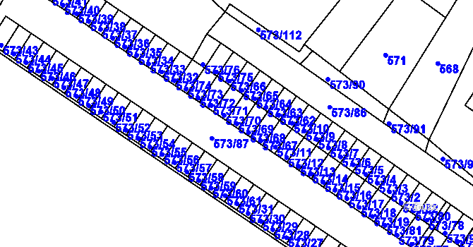 Parcela st. 573/69 v KÚ Novosedlice, Katastrální mapa