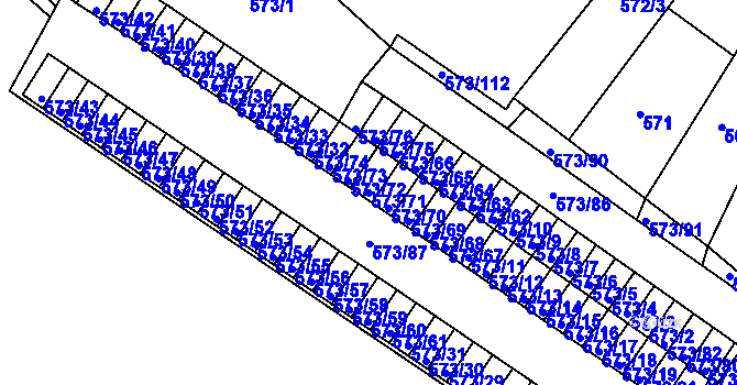 Parcela st. 573/71 v KÚ Novosedlice, Katastrální mapa
