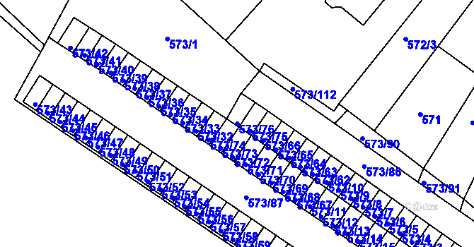 Parcela st. 573/76 v KÚ Novosedlice, Katastrální mapa