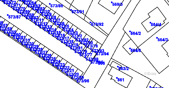 Parcela st. 573/78 v KÚ Novosedlice, Katastrální mapa