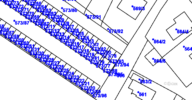 Parcela st. 573/80 v KÚ Novosedlice, Katastrální mapa