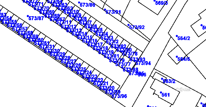 Parcela st. 573/81 v KÚ Novosedlice, Katastrální mapa