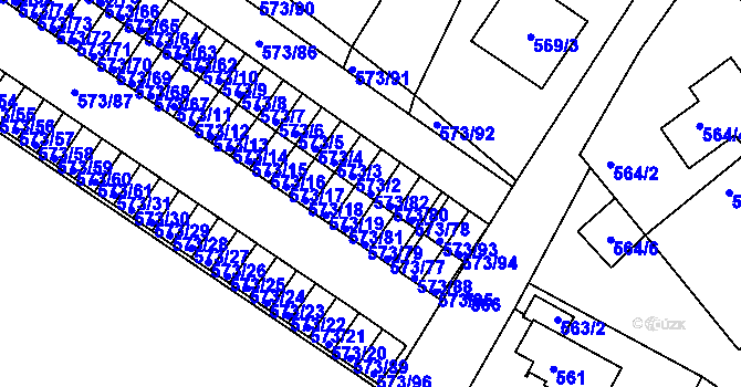 Parcela st. 573/82 v KÚ Novosedlice, Katastrální mapa
