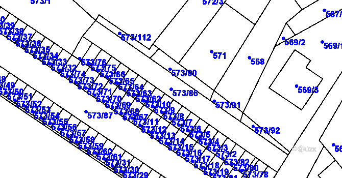 Parcela st. 573/86 v KÚ Novosedlice, Katastrální mapa