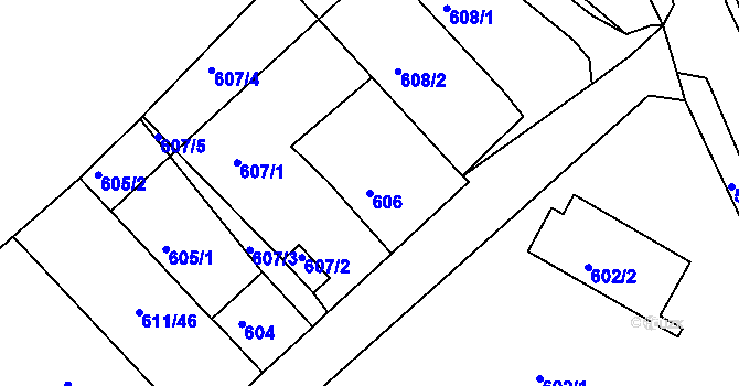 Parcela st. 606 v KÚ Novosedlice, Katastrální mapa