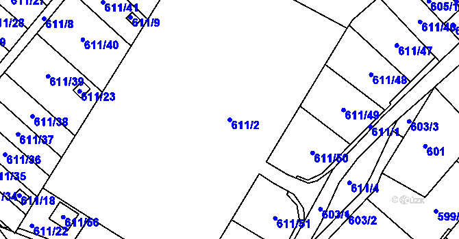 Parcela st. 611/2 v KÚ Novosedlice, Katastrální mapa