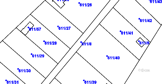 Parcela st. 611/8 v KÚ Novosedlice, Katastrální mapa