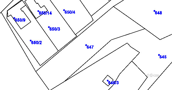 Parcela st. 647 v KÚ Novosedlice, Katastrální mapa