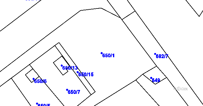 Parcela st. 650/1 v KÚ Novosedlice, Katastrální mapa