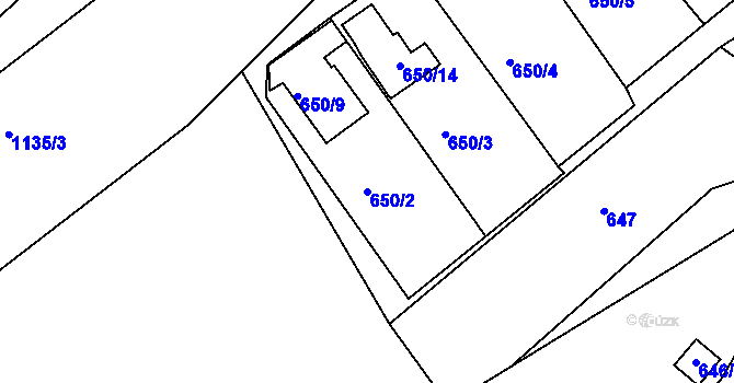 Parcela st. 650/2 v KÚ Novosedlice, Katastrální mapa