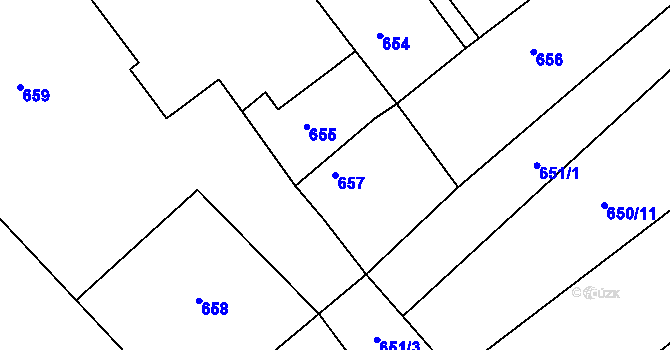 Parcela st. 657 v KÚ Novosedlice, Katastrální mapa