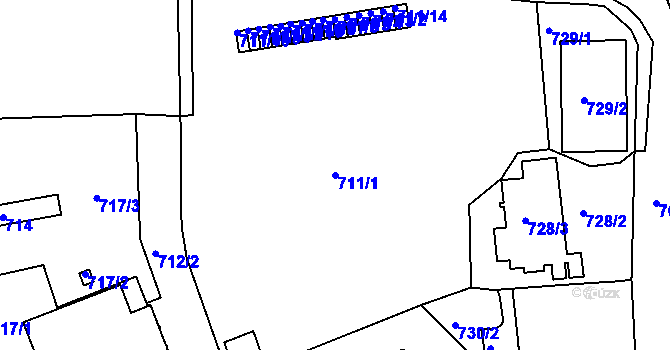 Parcela st. 711/1 v KÚ Novosedlice, Katastrální mapa