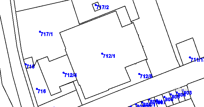Parcela st. 712/1 v KÚ Novosedlice, Katastrální mapa