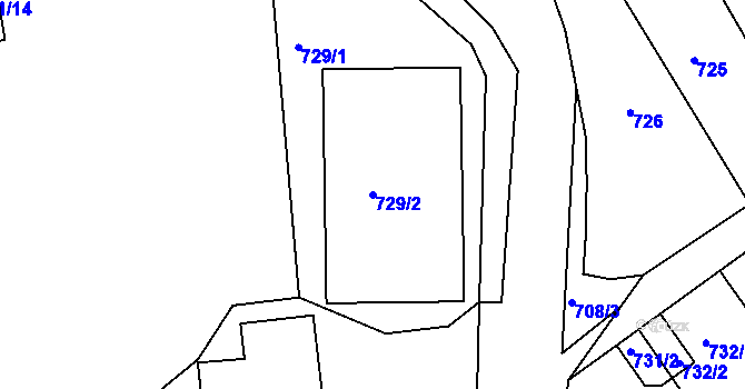 Parcela st. 729/2 v KÚ Novosedlice, Katastrální mapa