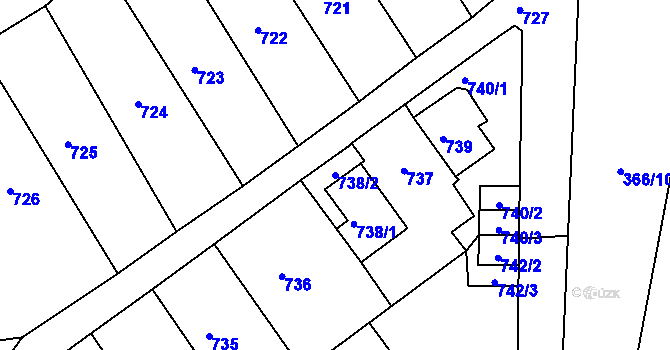 Parcela st. 738/2 v KÚ Novosedlice, Katastrální mapa