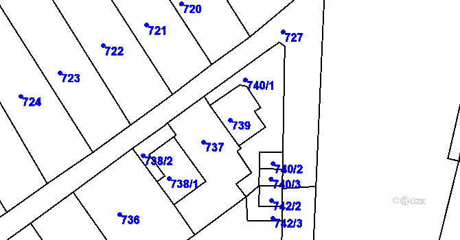 Parcela st. 739 v KÚ Novosedlice, Katastrální mapa