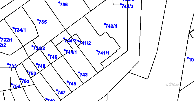 Parcela st. 741/1 v KÚ Novosedlice, Katastrální mapa
