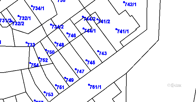 Parcela st. 743 v KÚ Novosedlice, Katastrální mapa