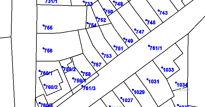 Parcela st. 753 v KÚ Novosedlice, Katastrální mapa